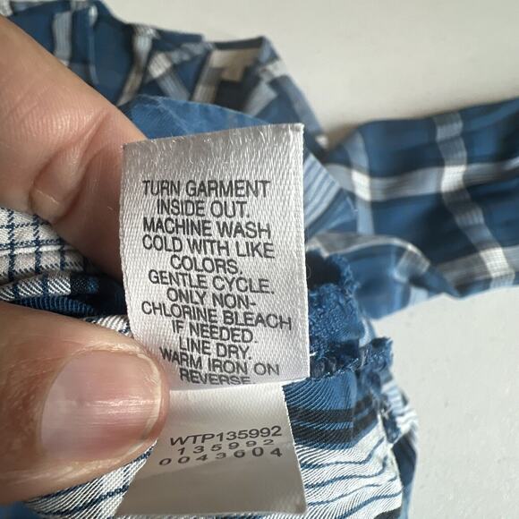 J. Jill Atlantic Plaid Tunic Top size XS Petites Hi-lo Button Back blue - Picture 14 of 15